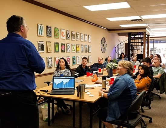WorkIT members gathered for a community conversation