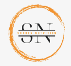 Logo for Sonder Nutrition featuring the initials SN in large black letters, intersected by an orange horizontal bar with the words Sonder Nutrition. An uneven orange circle surrounds the text, adding a neighbor-in-the-know vibe to the design. -WorkIT Coworking Center