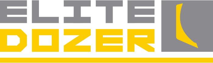 The image shows a logo with the words ELITE in gray and DOZER in yellow, using blocky, modern fonts. A yellow curved shape appears to the right of the text, perfect for a business spotlight by Pop Top Ink. -WorkIT Coworking Center